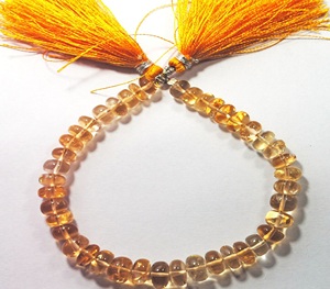 Collar de Piedras Preciosas Amarillas Cítricas con Cuentas Redondas Lisas, Joyería de Piedras Certificadas por Terceros, Modelo BN0202O de Coszcalt Exports - Product Image 1