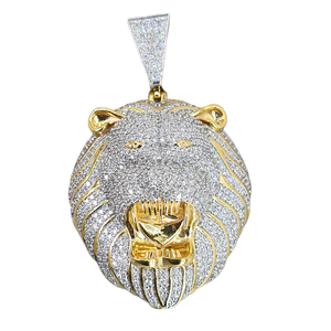 Moissanite 20 carats, argent sterling 925 plaqué or rose, pendentif personnalisé en forme de lion 3D, personnalisé, glacé, luxe, VVS1 - Product Image 1