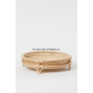 Suministro directo de fábrica, alta calidad estándar, ratán hecho, aspecto atractivo, diseñador, bandeja de servicio de lujo con asas de la India - Product Image 2