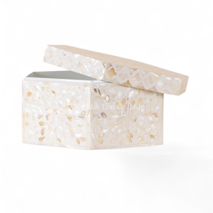 Boîte de rangement de luxe en nacre faite à la main, incrustation de coquillages, organisateur de bijoux - Product Image 2