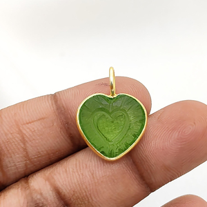 Venta al por mayor COLLAR COLGANTE de moda con Calcedonia verde hecha a mano piedra preciosa corazón tallado oro Vermeil bisel conjunto increíble encanto - Product Image 6