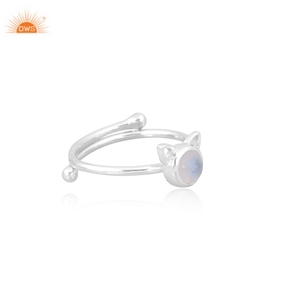 Fabricante de Joyería Fina Personalizada de Plata de Ley 925 Ajustable con Piedra Lunar Arcoíris Brillante de Moda - Product Image 4