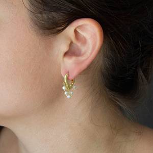 Best Seller Handcrafted 925 Sterling <b>Silver</b> Freshwater Pearl <b>Earring</b> Sponge Trendy Hook Shape June Birthstone <b>Hoop</b> <b>Earrings</b> - Product Image 3