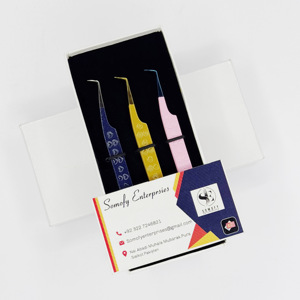 Agarre de corazón profesional de 90 grados, herramienta de belleza de fibra personalizada, pinzas de injerto de pestañas de acero inoxidable probadas a mano, precisión - Product Image 1