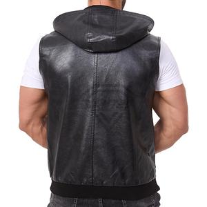 Gilet de motard en cuir véritable personnalisé pour homme 2026, épais, tricoté pour l'hiver, avec poche décorative, gilet de moto - Product Image 2