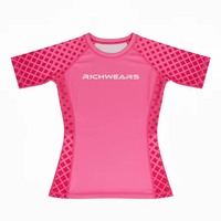 Rashguard pour femmes MMA BJJ à manches courtes, séchage rapide, respirant, design personnalisable, impression par sublimation, tissu polyester/spandex