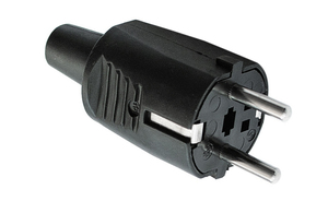 Black 16A TTL <b>rubber</b> bipolar <b>plug</b> (Phenoplastic 146) - Product Image 1