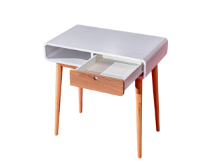 TACASA-Bureau écologique de couleur naturelle avec accents blancs convertible en bois de caoutchouc MDF placage de frêne - Product Image 4