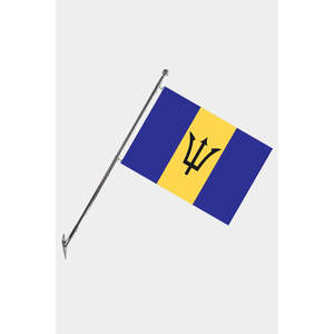Ensemble de mât de drapeau télescopique mural Barbados avec bannières et drapeaux en polyester imprimés numériquement - Product Image 1