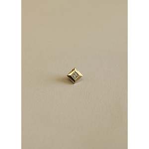 Vintage 18K <b>Solid</b> <b>Gold</b> Princess Cut 0.26ct Natural Diamond <b>Pendant</b> & Charm with Hollow Construction Unisex Everyday Wear - Product Image 1