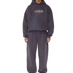 2025 personnalisé écologique uni coton Gym sweats à capuche hommes survêtement sweat pantalon ensemble hiver grande taille imprimé Techniques - Product Image 1