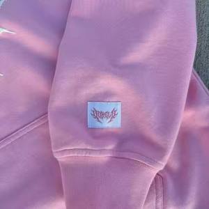 เสื้อฮู้ดผ้าฝ้ายพิมพ์ลายวินเทจแบบสตรีทแวร์ผ้าฝ้ายพิมพ์ลายเต็มตัวแบบกำหนดเองได้ - Product Image 3