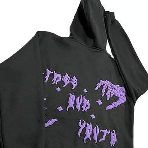 Sudadera con capucha extragrande 100% algodón con cremallera para hombre, forro polar térmico de invierno, estilo urbano, estampado liso teñido con efecto desgastado - Product Image 2