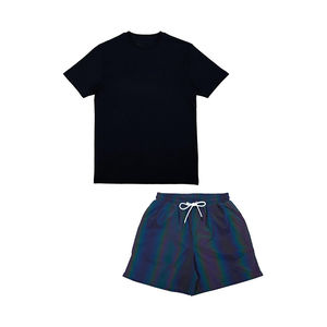 Vente en gros, ensembles courts pour hommes, tenue décontractée, couleur unie, t-shirt, Shorts, mode pour hommes - Product Image 6