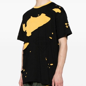 Camiseta de algodón con diseño sólido desgastado de los mejores fabricantes al por mayor para hombre, manga corta con logotipo personalizado, precio bajo a la moda - Product Image 1