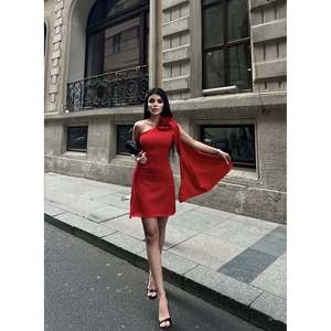 MissJANELL Vestido mini elegante con estampado floral rosa para mujer, mezcla de doble atlas de poliéster y elastano, manga corta, estilo casual para fiesta - Product Image 2