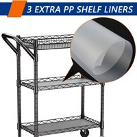 Chariot utilitaire roulant robuste à 3 niveaux, 18 "P X 23.8" W X 36.6 "H Chariots roulants avec roues et guidon