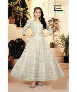 Latest Heavy Rayon Anarkali Kurtis Women Beautiful <b>Chikankari</b> Sequence Work Fancy Pattern Ethnic Modern Wedding Indian Pakistani - Product Image 1