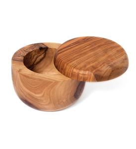 Boîte à sel et à épices en bois d'olivier avec couvercle pivotant, 3,625 pouces de diamètre x 2,5 pouces de hauteur, bols à sel en bois pour la cuisine - Product Image 4