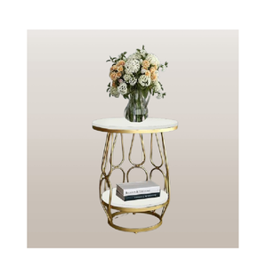 Nexfor Table basse ronde duplex en bois d'ingénierie avec base en métal pour bureau Mobilier moderne pour le salon - Product Image 6