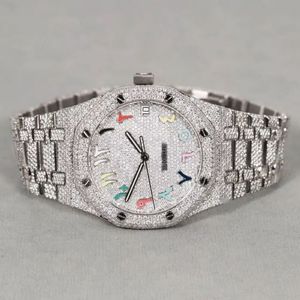 VVS1 Blanco Moissanite Diamante Mecánico ETA Reloj Automático Adultos 40MM Acero Inoxidable Busto Completo Caso Lujo Resistente Al Agua - Product Image 1