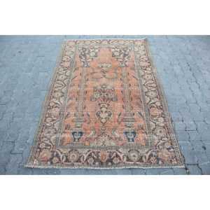 พรมวินเทจสไตล์ตุรกี ขนาด 4.1x6 ฟุต (124x183 ซม.) พรมลายปะติดสีแดง - Product Image 1