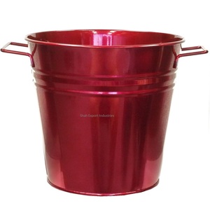 Cubo de cubo de metal galvanizado verde de primera calidad con mango de madera Cubo de maceta de decoración de hogar y jardín multiutilizable - Product Image 6