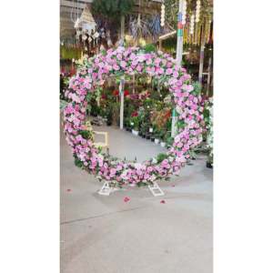 Arche florale ronde en plastique rose artificiel, sur mesure, hauteur et largeur de 5 à 6 pieds, style moderne fait main, toile de fond pour mariages et événements festifs - Product Image 1