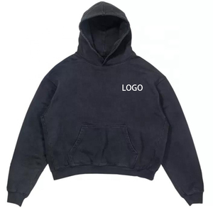 Sweat-shirt à capuche pour homme, vintage, lavé, 350 grammes, 100% coton, avec poches, coupe ample décontractée, couleur unie, hiver, séchage rapide - Product Image 1
