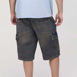 Pantalones Cortos de Mezclilla de Lona Tejida Clásica para Hombre, Cintura Media, Impermeables, Transpirables, con Bolsillos Laterales, 100% Algodón, Color Sólido - Product Image 5