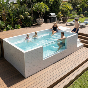 Jacuzzi Exterior Elevado de Fibra de Vidrio con Cascada y Asientos Confortables, Piscina de Hidroterapia con Iluminación LED - Product Image 1
