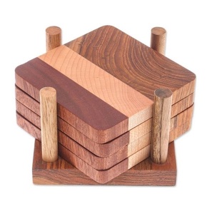 New Modern Design Eco-Friendly Mango Wood Tea <b>Coaster</b> <b>Sets</b> Custom Size Wholesale Supplier Handmade Wooden Tea <b>Coaster</b> - Product Image 4
