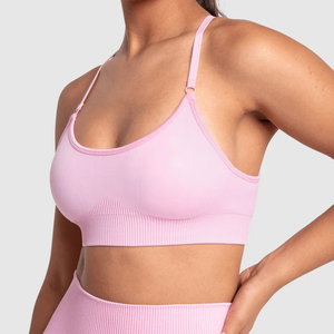 Sujetador deportivo de verano transpirable ligero sin costuras de alto soporte para mujer, estampado de logotipo personalizado, gimnasio, Fitness, talla grande Reversible - Product Image 1