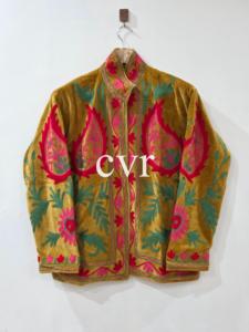 Hand Embroidered Floral <b>Velvet</b> Jacket Mandarin Collar Full Sleeve Plus Size Women's Winter <b>Blazer</b> Adult Thick Material - Product Image 1