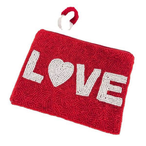 Embroidered Coin mini zipper <b>small</b> <b>wallet</b> Full Handmade Accept Custom Design Beaded Pouch luxury design - Product Image 1