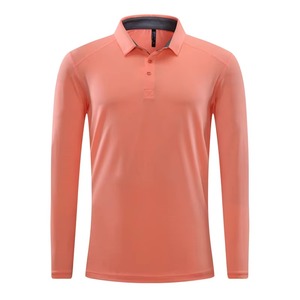 Nuevo Material 86% poliéster 14% Spandex hombres mujeres Unisex manga larga Camiseta Polo personalizado - Product Image 2