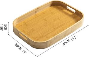 Ensemble de 3 plateaux de service en bambou avec poignées - Product Image 4
