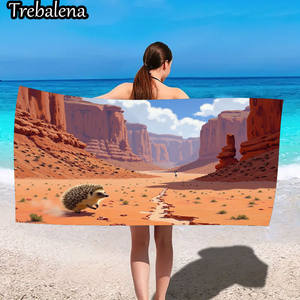 Telo Mare Ultra Morbido 30x60 Pollici con Design Personalizzato Desert Adventure Hedgehog Canyon, Stile Semplice per l'Estate - Product Image 1