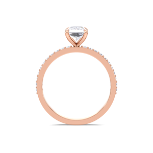 Anillo de compromiso de diamante cultivado en laboratorio de corte radiante de 1 quilate para mujer, banda pavé de oro amarillo, blanco y rosa de 9 quilates, anillo nupcial, regalo de promesa - Product Image 4