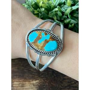 Eddie Secatero # Bracelet manchette tendance en argent sterling et turquoise (8 pièces) - Product Image 2