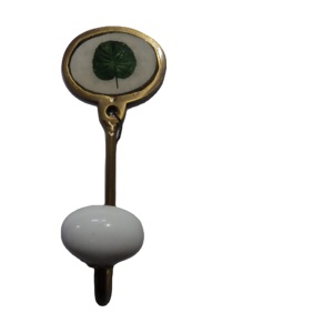 Handcrafted Brass Wall <b>Hook</b> Resin Leaf Inlay Ceramic Knob <b>Single</b> Hanger Decorative <b>Coat</b> Key Holder <b>Hook</b> for Home Decor - Product Image 1
