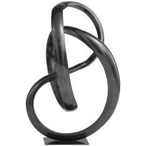 Sculpture décorative abstraite en métal aluminium Décoration intérieure Sculpture polie moderne Statue en aluminium abstrait gris foncé aluminium - Product Image 3