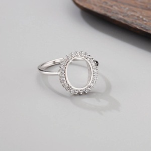 2025 delicado anillo de ajuste en blanco de circón de Plata de Ley 925 DIY mujeres incrustaciones Base bisel bandeja mujeres anillo ovalado accesorios de joyería - Product Image 1