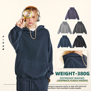 เสื้อฮู้ดผ้าซักกรดสำหรับผู้ชายผ้าฝ้าย100% กำหนดได้เองสไตล์วินเทจซีดจางแฟชั่นแนวสตรีทแฟชั่นลำลองสำหรับฤดูหนาว - Product Image 2