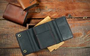 Logo personnalisé Vintage en cuir véritable pour hommes Portefeuille à trois volets Fermeture ouverte Court Longueur LTW-0060 Qualité supérieure - Product Image 6