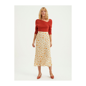 Falda de Viscosa con Estampado Floral para Mujer, Sin Bolsillos, Sin Forro, Sin Cinturón, Origen TR, Muy Colorida - Product Image 2
