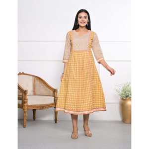 Vestido Amarillo de Algodón Estampado, Ropa de Asia y las Islas del Pacífico - Product Image 3