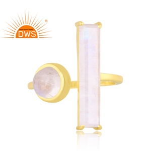 แหวนเงินแท้18K ชุบทองธรรมชาติสีรุ้งดวงจันทร์หินอัญมณีปรับได้ราคาถูก - Product Image 3