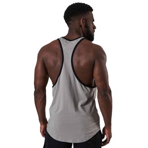 New Wholesale Custom Men's Gray Cotton Tank <b>Top</b> O-Neck Solid Color Breathable Casual Singlet Knitted Fit - Product Image 2