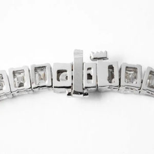 Emerald Cut Lab Grown Diamond Tennis <b>Necklace</b> 36.68 Carat in 14K Yellow Gold Luxury Fine Jewelry Statement Gift for Women - Product Image 5